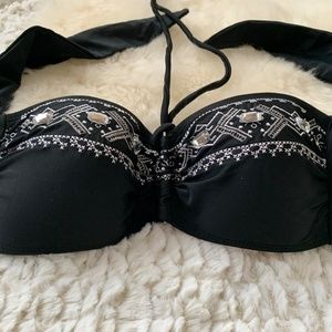 Venus Black Bandeau Top  Embroidery & Jewels